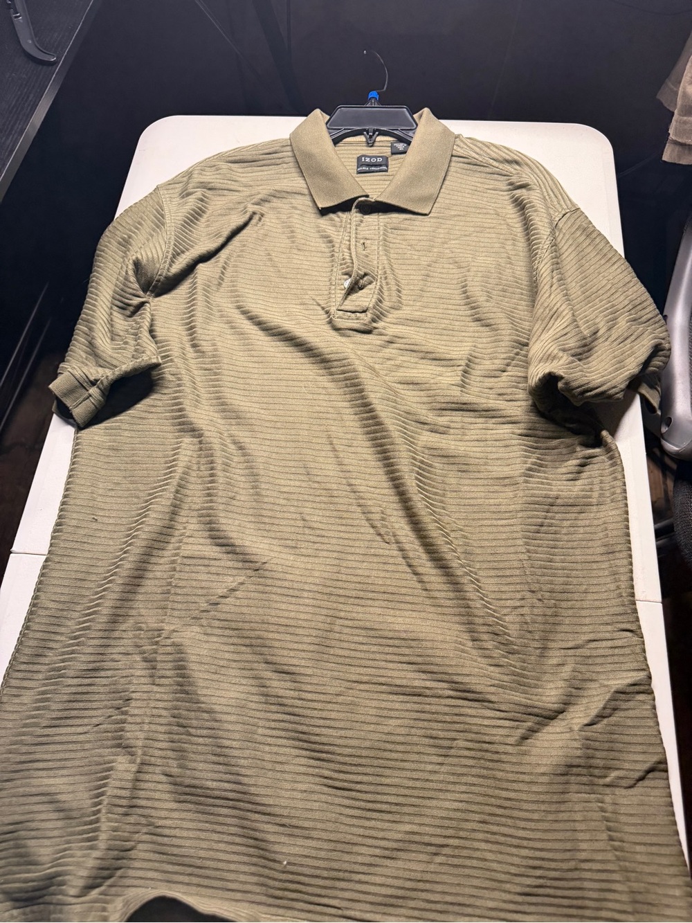 Izod Men's Olive Ribbed Short Sleeve Polo